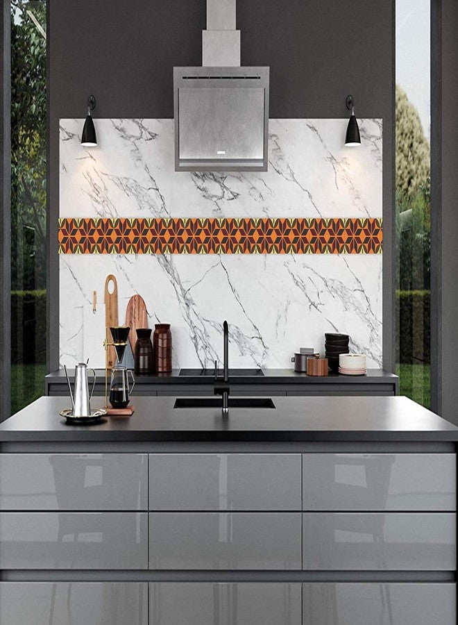 DECOR PRODUCTION ملصقات بلاط جدارية ذاتية اللصق من الفينيل المقاوم للزيت والماء من إنتاج ديكور برودكشن، عناصر ديكور للمنزل (متعددة الألوان، عرض 6 بوصات، طول 48 بوصة، تصميم 2) - Image 3
